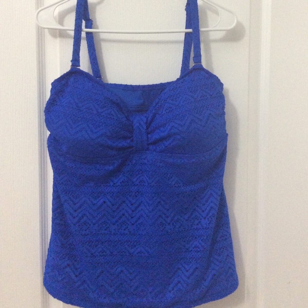 Blue Lace embroidery bathing suit top